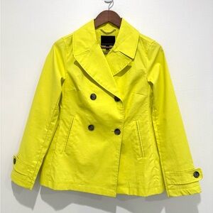 Banana Republic Neon Yellow 100% Cotton Double-Breasted Blazer Jacket Size XS